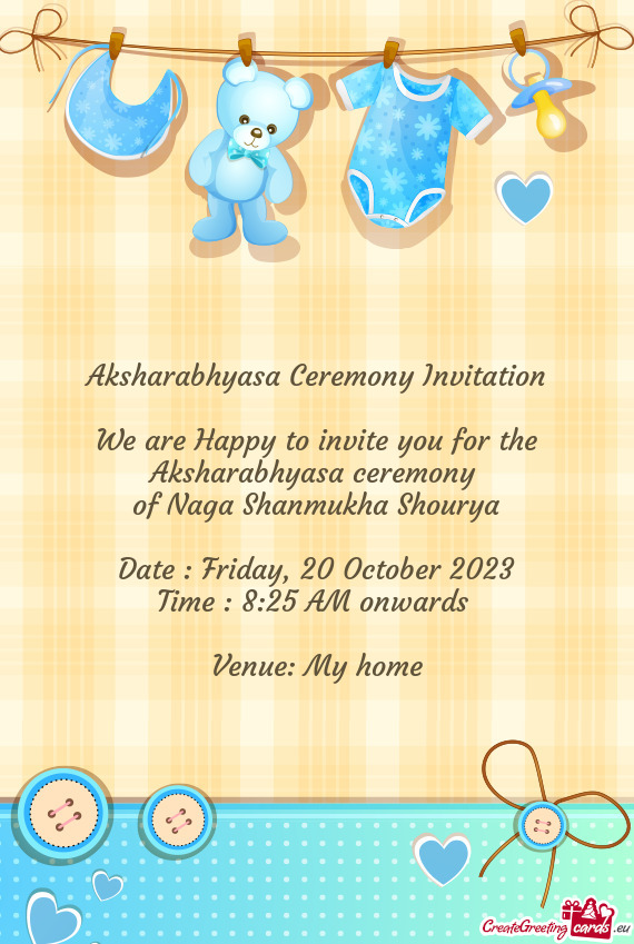 Aksharabhyasa Ceremony Invitation