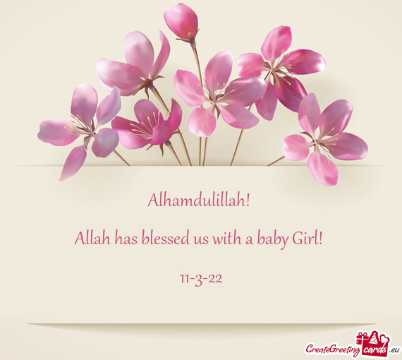 Alhamdulillah! 
 
 Allah has blessed us with a baby Girl! 
 
 11-3-22