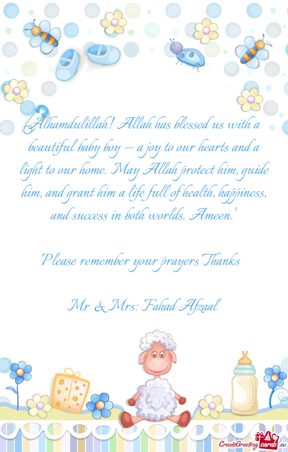 Alhamdulillah! Allah has blessed us with a beautiful baby boy — a joy to our hearts and a light to