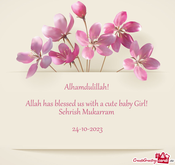 Alhamdulillah!  Allah has blessed us with a cute baby Girl! Sehrish Mukarram  24-10-2023