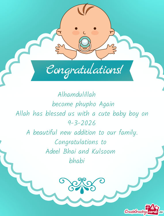 Alhamdulillah❤️ become phupho Again Allah has blessed us with a cute baby boy on 9-3-2026 A