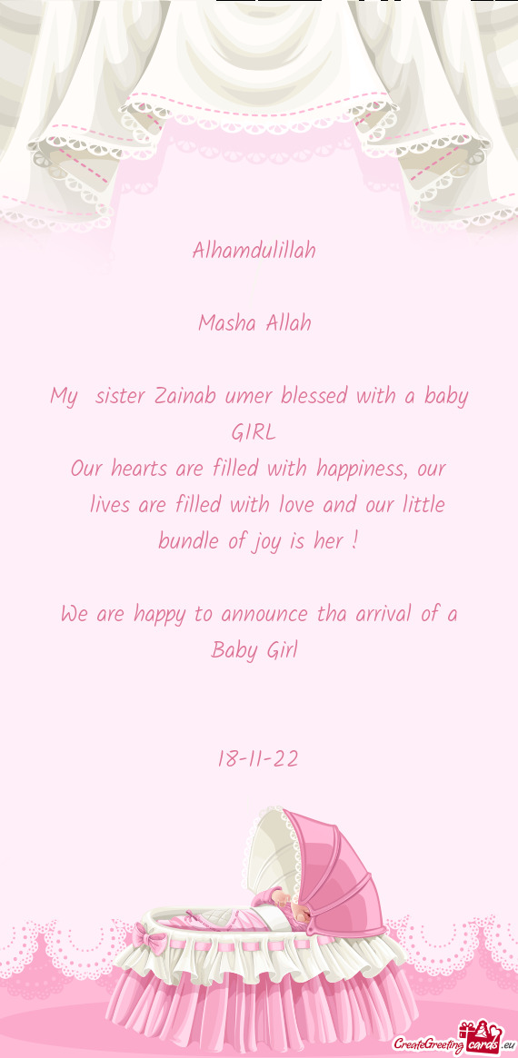 Alhamdulillah  Masha Allah  My sister Zainab umer blessed with a baby GIRL Our hearts are f