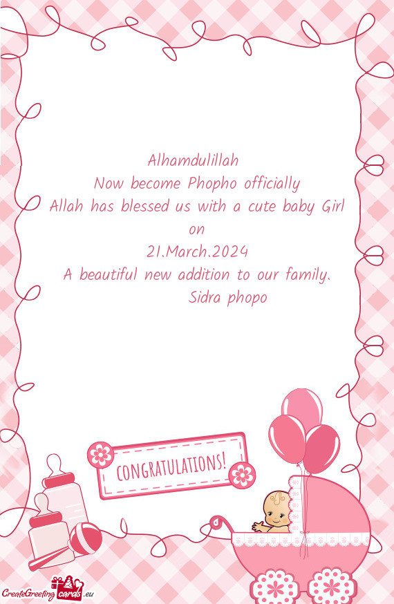 Alhamdulillah Now become Phopho officially Allah has blessed us with a cute baby Girl on 21