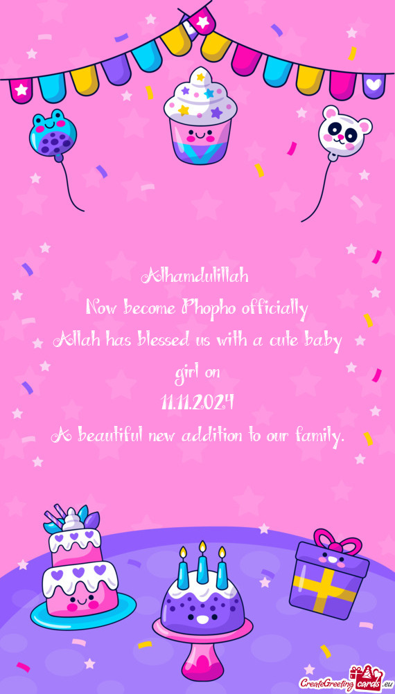 Alhamdulillah Now become Phopho officially Allah has blessed us with a cute baby girl on 11