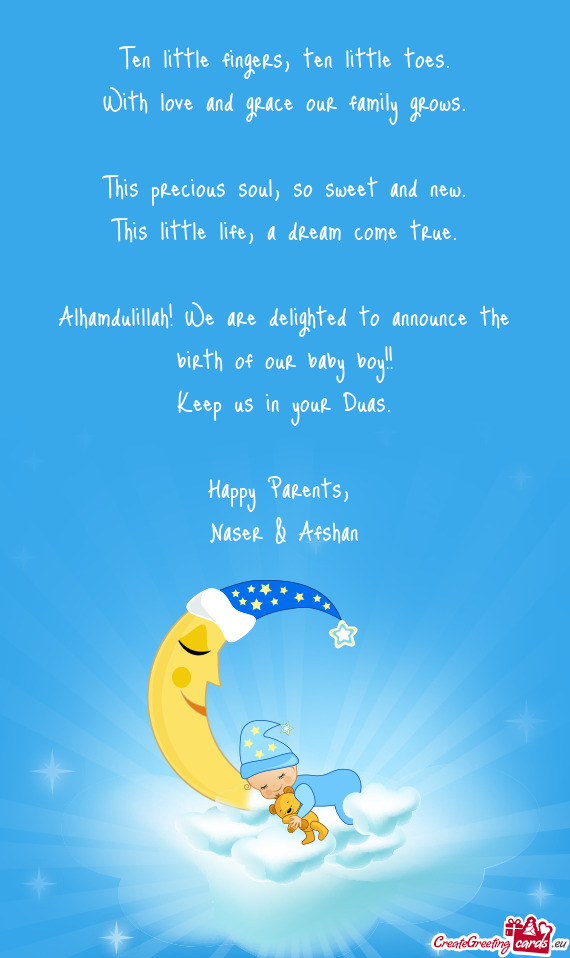 Alhamdulillah! We are delighted to announce the birth of our baby boy!!
 Keep us in your Duas