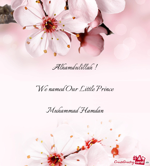 Alhamdulillah ! We named Our Little Prince Muhammad Hamdan