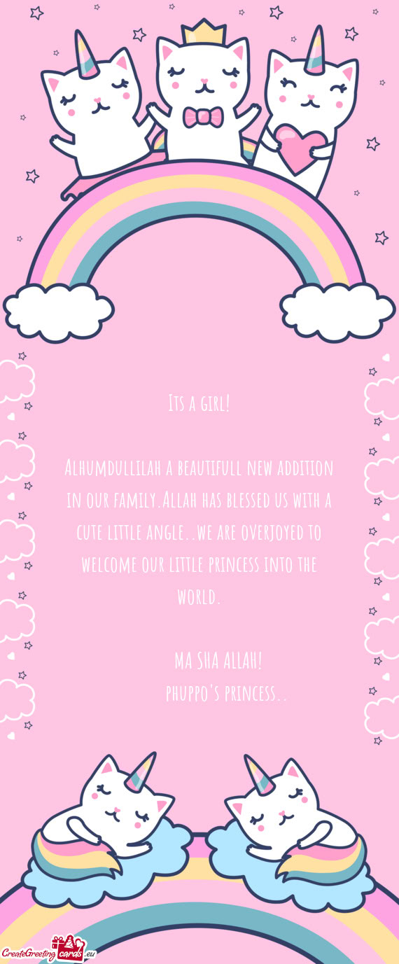 Alhumdullilah a beautifull new addition in our family.Allah has blessed us with a cute little angle