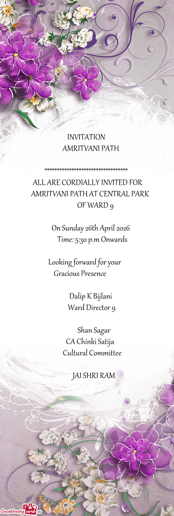 ALL ARE CORDIALLY INVITED FOR
