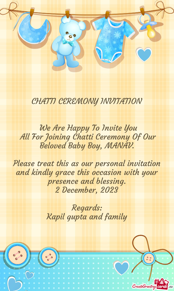 All For Joining Chatti Ceremony Of Our Beloved Baby Boy, MANAV