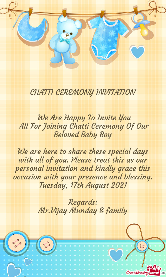 All For Joining Chatti Ceremony Of Our Beloved Baby Boy