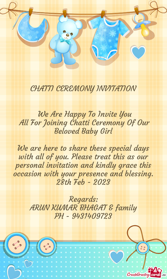 All For Joining Chatti Ceremony Of Our Beloved Baby Girl