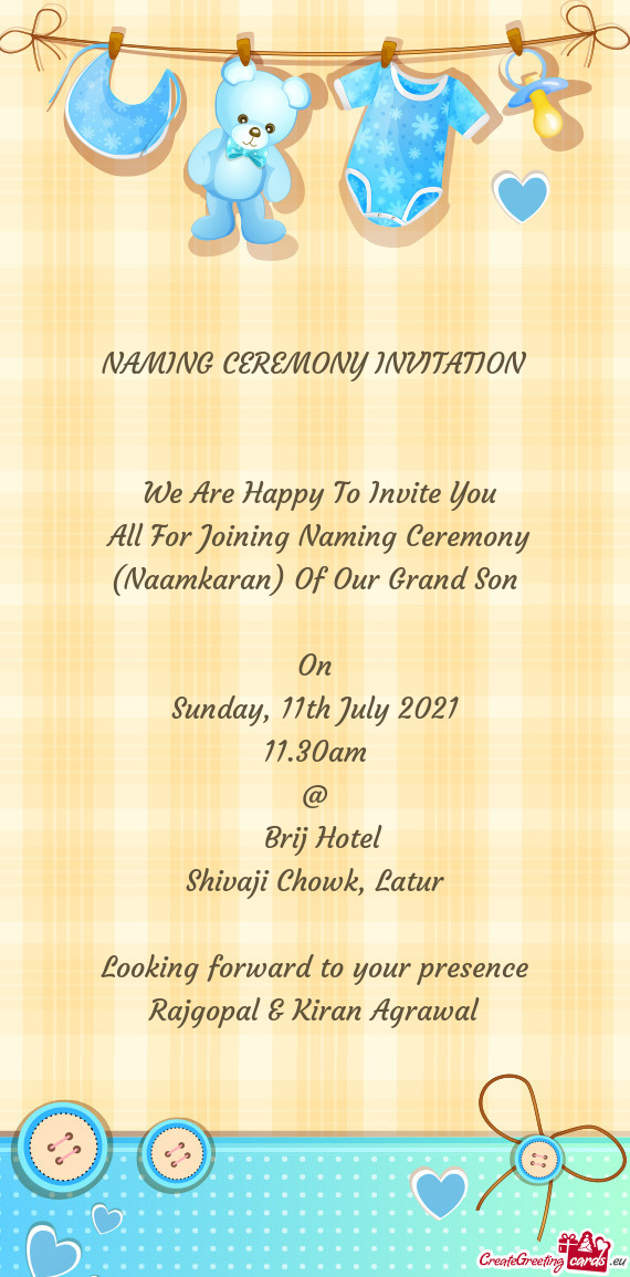 All For Joining Naming Ceremony (Naamkaran) Of Our Grand Son