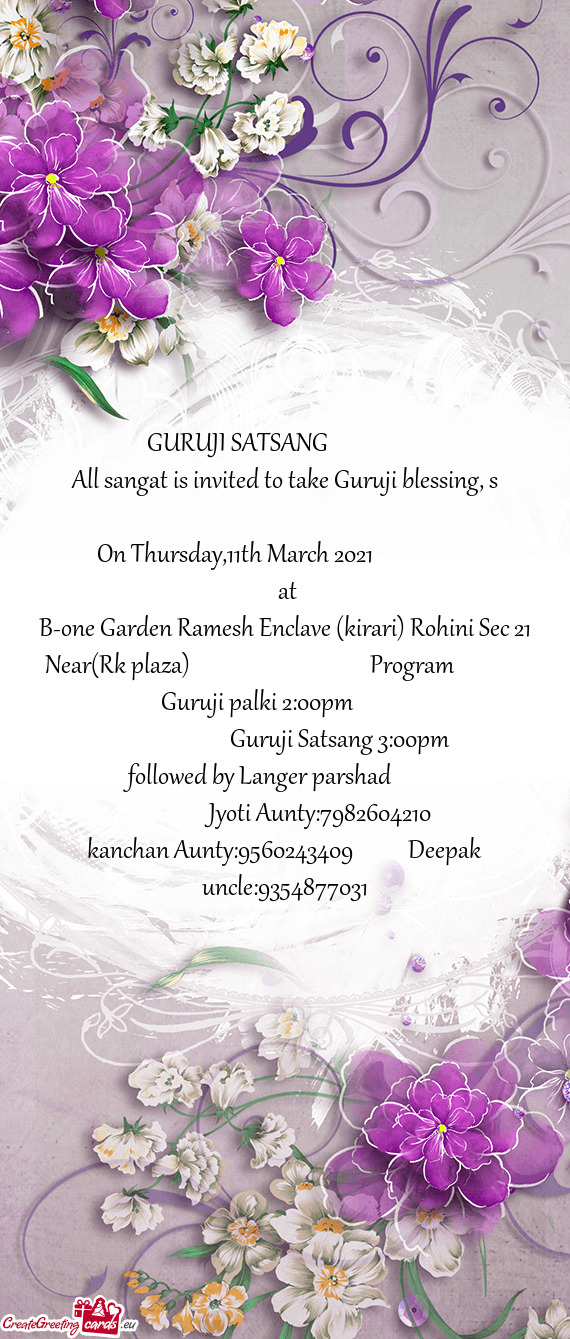 All sangat is invited to take Guruji blessing, s