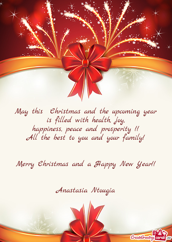 All the best to you and your family
