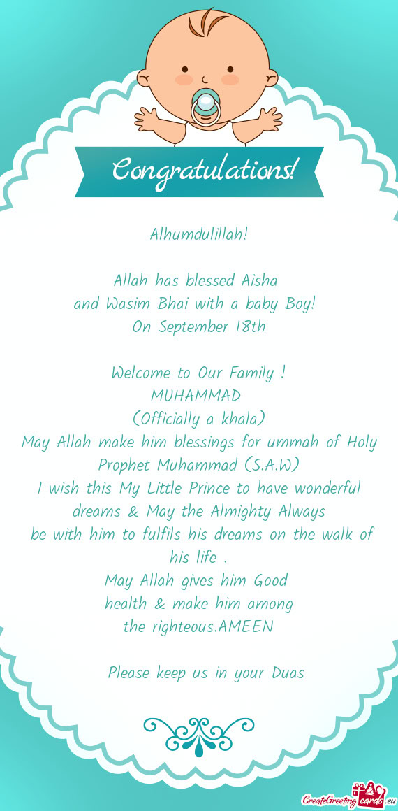 Allah has blessed Aisha