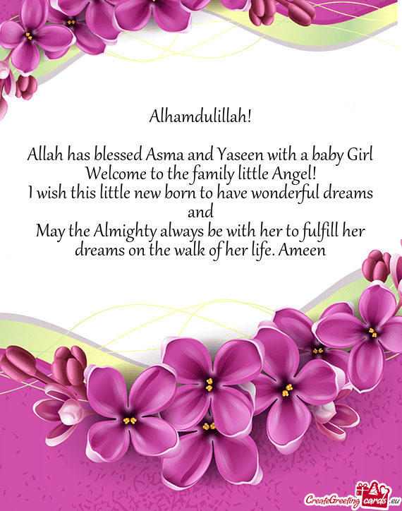 Allah has blessed Asma and Yaseen with a baby Girl