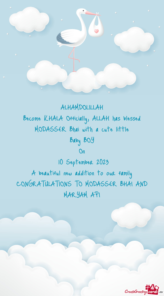 ALLAH has blessed MODASSER Bhai with a cute little Baby BOY On 10 September 2023 A beautiful n
