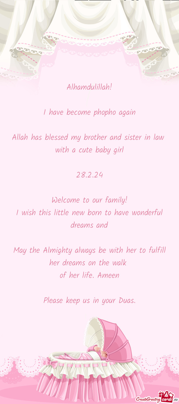 Allah has blessed my brother and sister in law with a cute baby girl
