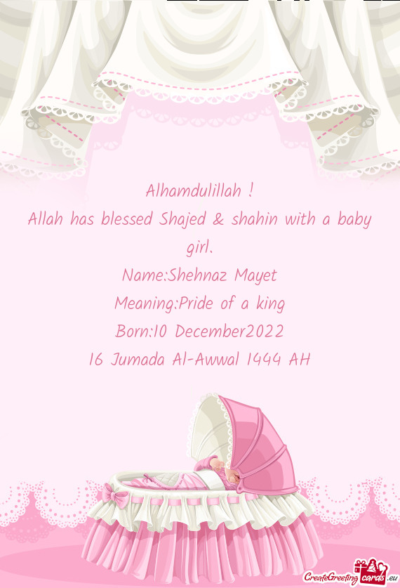 Allah has blessed Shajed & shahin with a baby girl