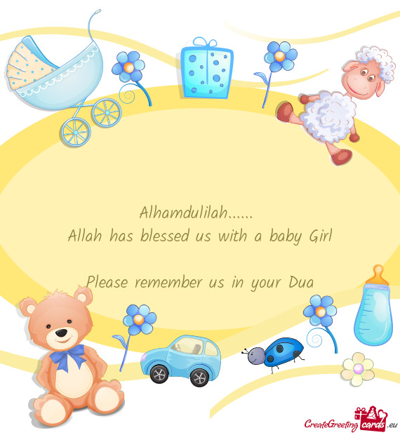 Allah has blessed us with a baby Girl
 
 Please remember us in your Dua