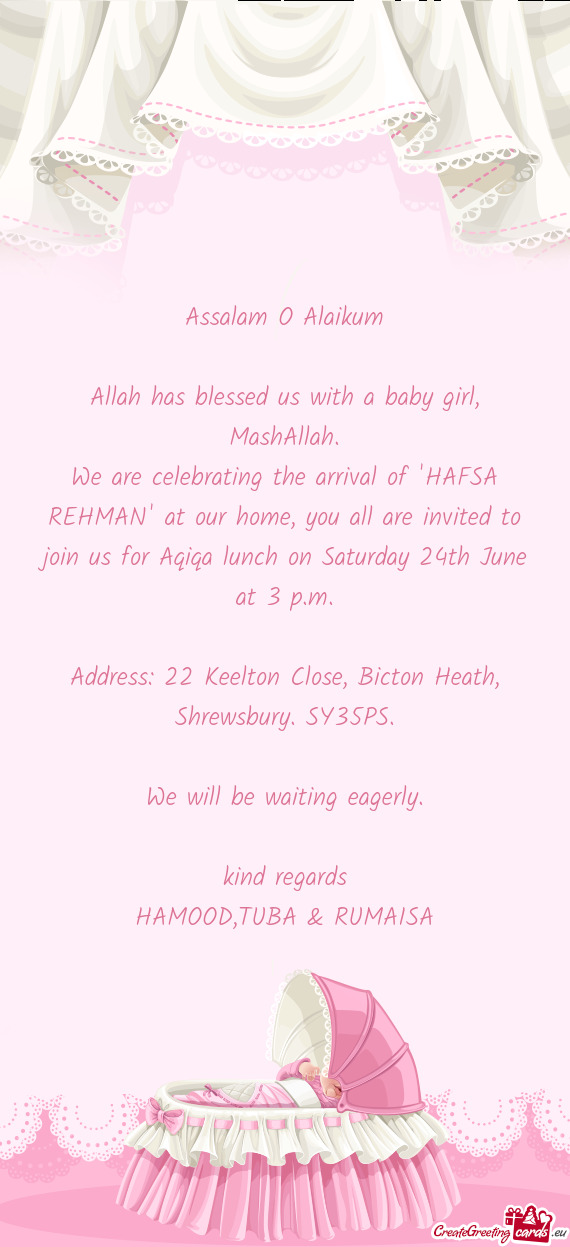 Allah has blessed us with a baby girl, MashAllah