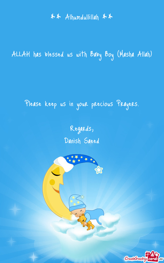 ALLAH has blessed us with Baby Boy (Masha Allah)