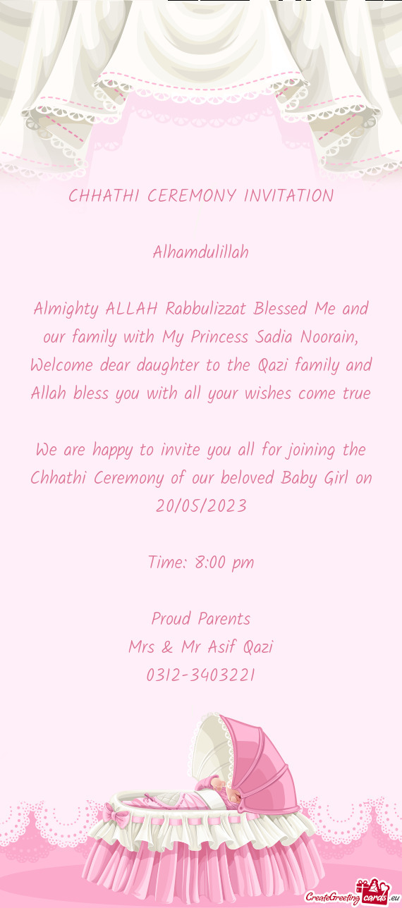 Almighty ALLAH Rabbulizzat Blessed Me and our family with My Princess Sadia Noorain