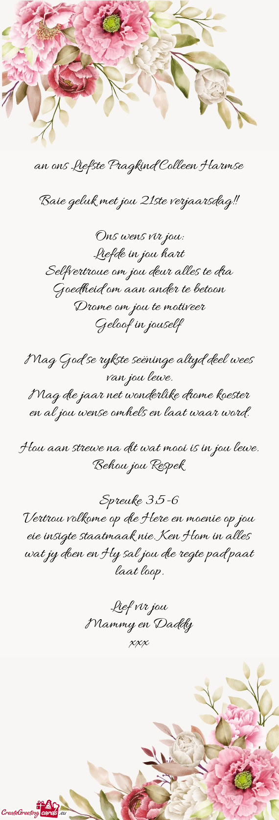 An ons Liefste Pragkind Colleen Harmse