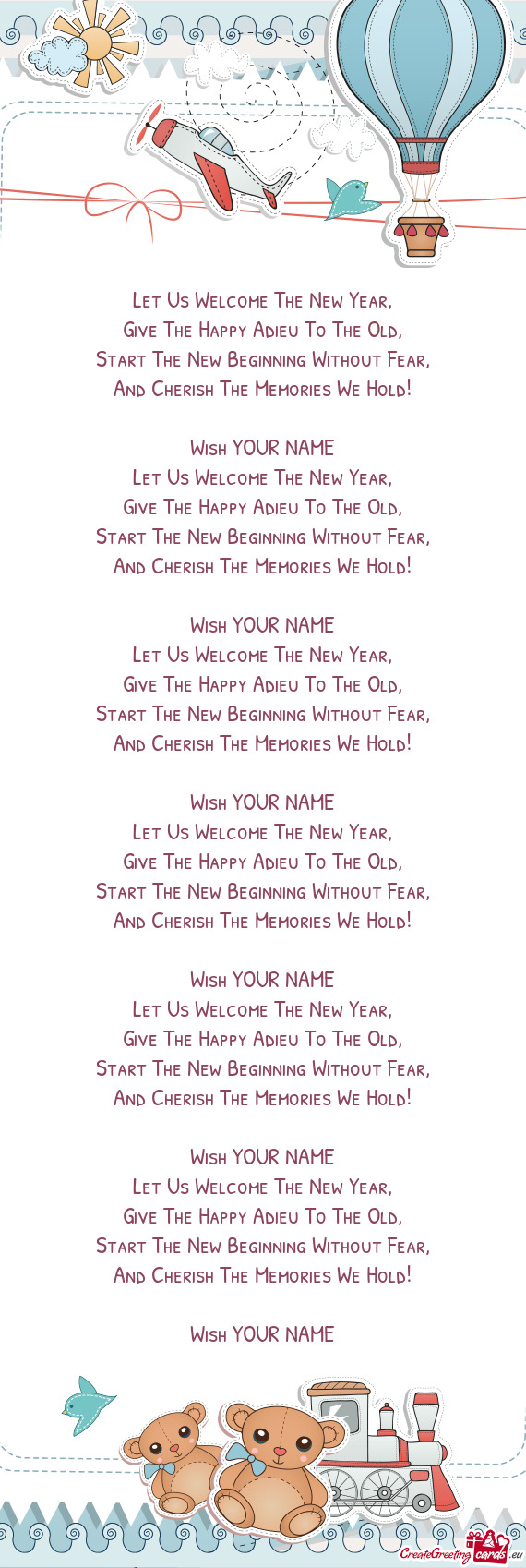 And Cherish The Memories We Hold!
 
 Wish YOUR NAME
 Let Us Welcome The New Year