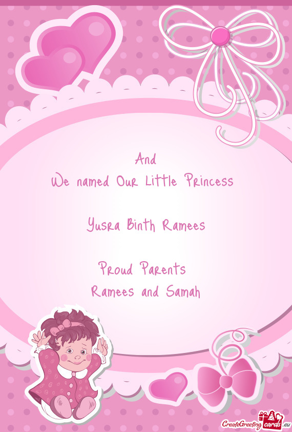 And We named Our Little Princess  Yusra Binth Ramees Proud Parents Ramees and Samah