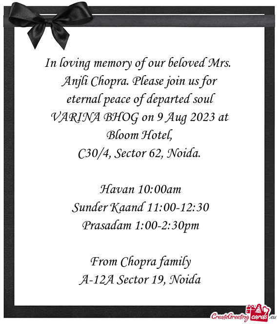 Anjli Chopra. Please join us for