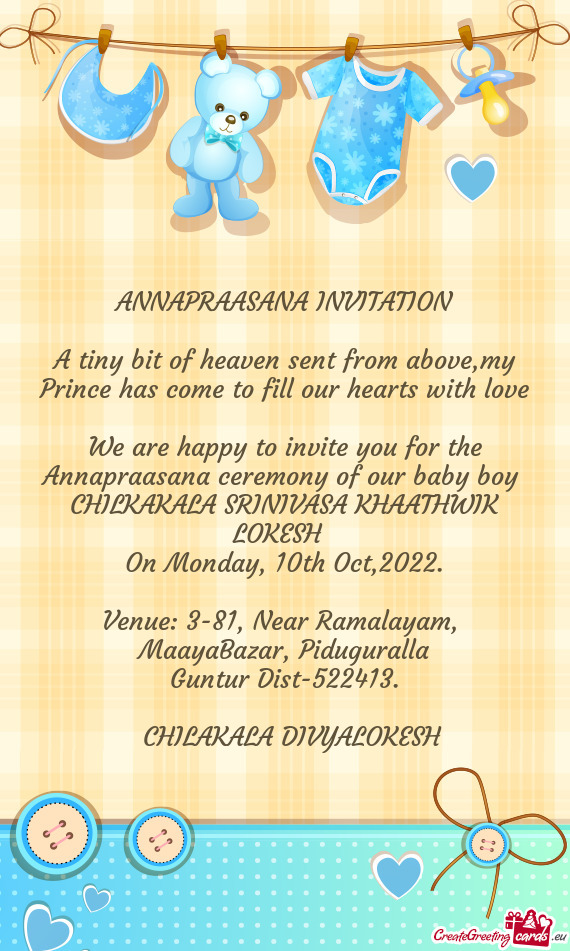 ANNAPRAASANA INVITATION