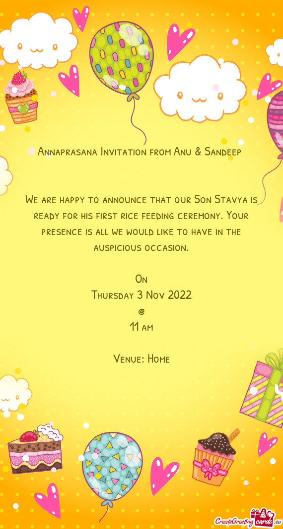 Annaprasana Invitation from Anu & Sandeep