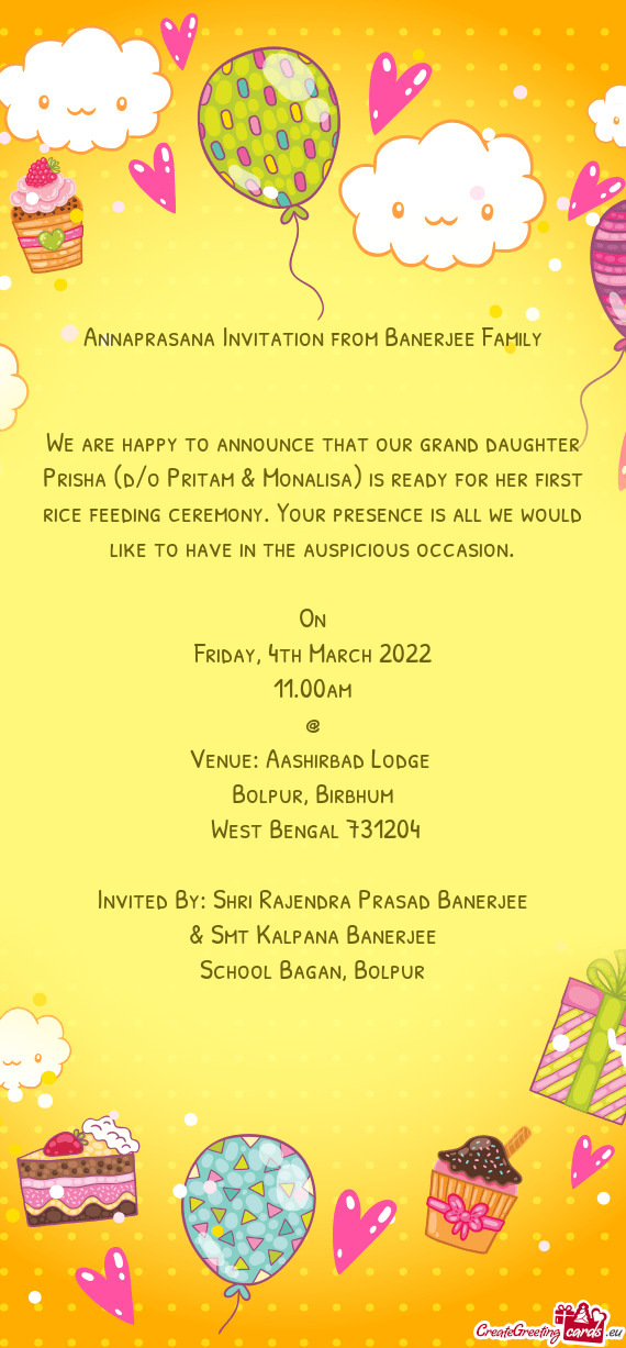 Annaprasana Invitation from Banerjee Family