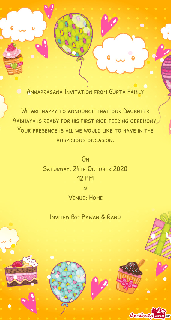 Annaprasana Invitation from Gupta Family