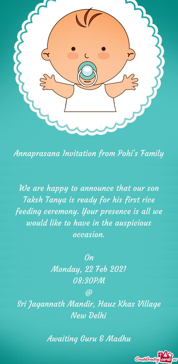 Annaprasana Invitation from Pohi
