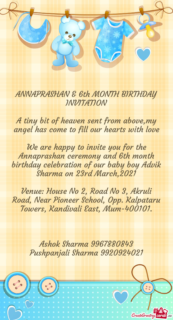ANNAPRASHAN & 6th MONTH BIRTHDAY INVITATION