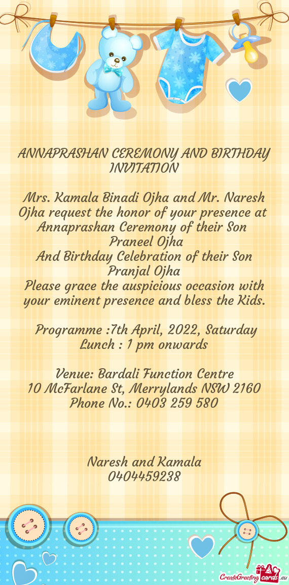 ANNAPRASHAN CEREMONY AND BIRTHDAY INVITATION