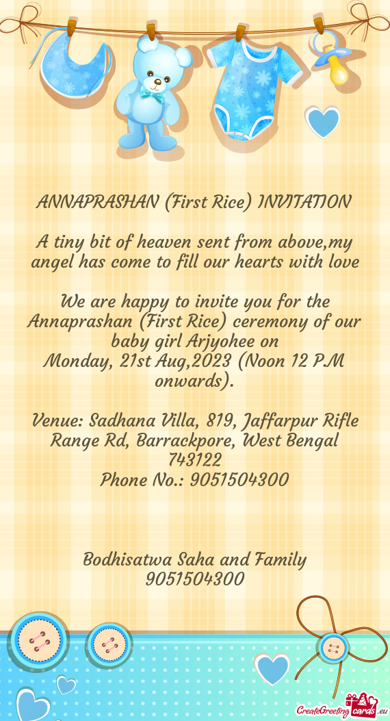 ANNAPRASHAN (First Rice) INVITATION