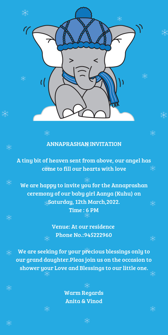 ANNAPRASHAN INVITATION
 
 A tiny bit of heaven sent from above