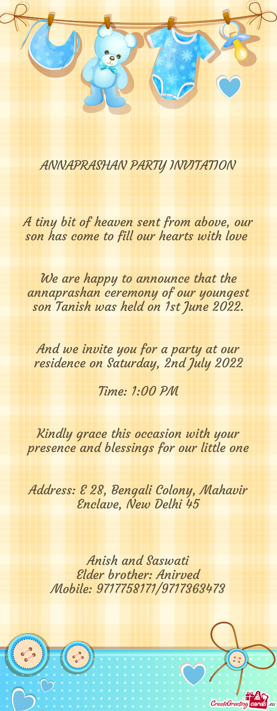 ANNAPRASHAN PARTY INVITATION