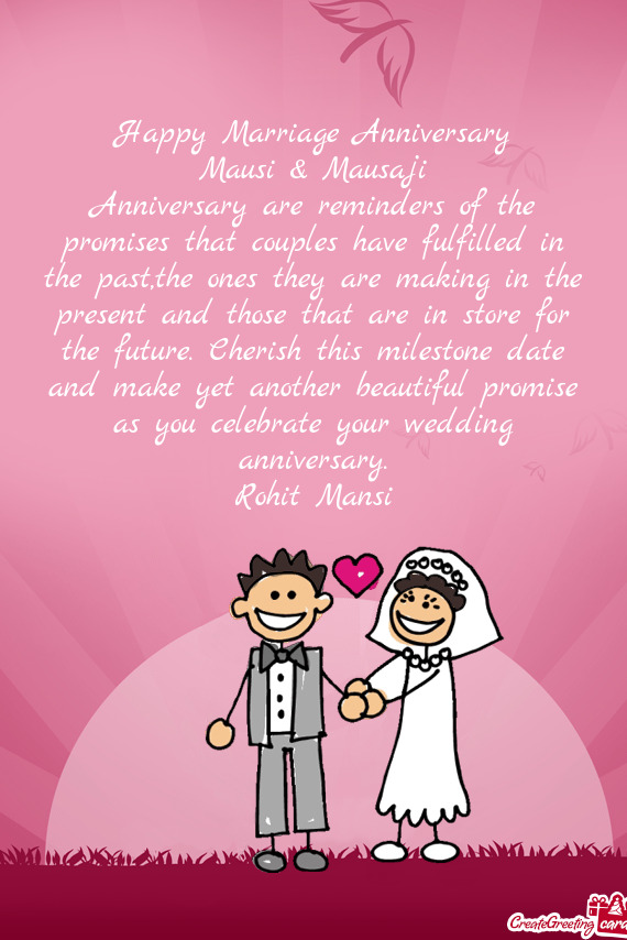 Anniversary are reminders of the promises that couples have fulfilled in the past,the ones they are