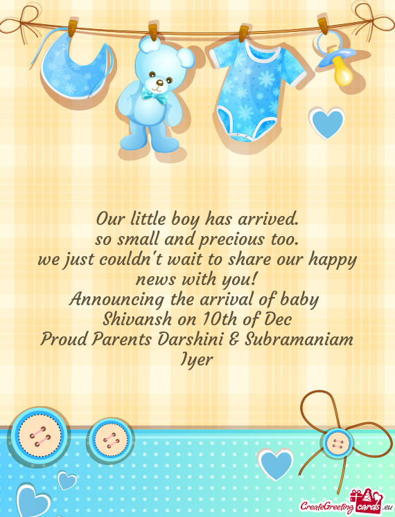 Announcing the arrival of baby