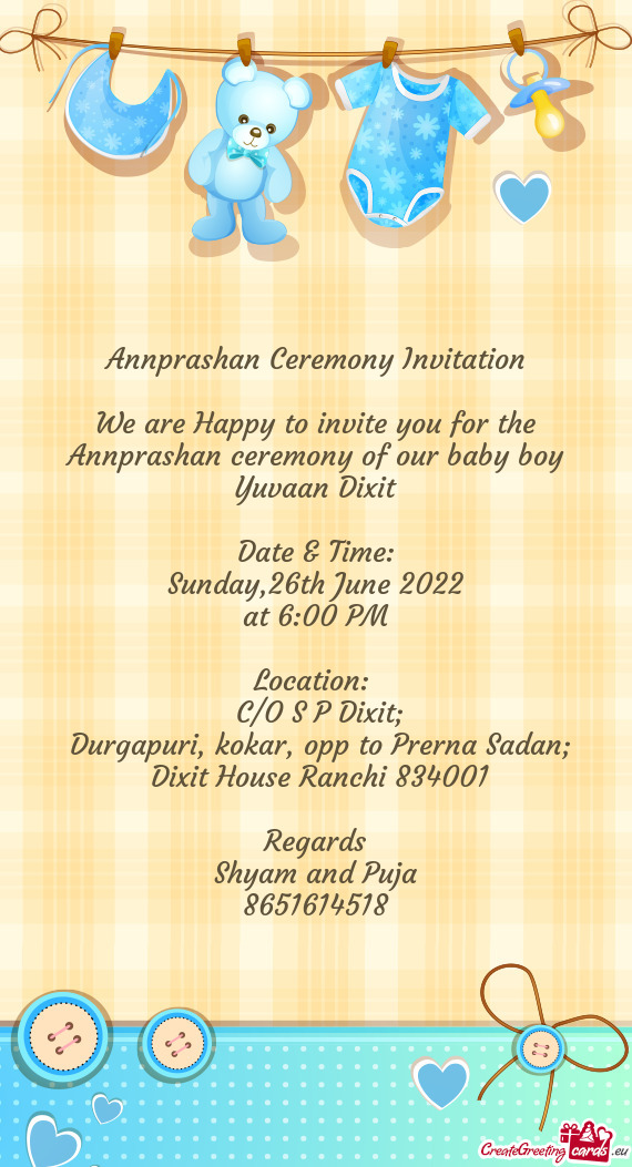Annprashan Ceremony Invitation