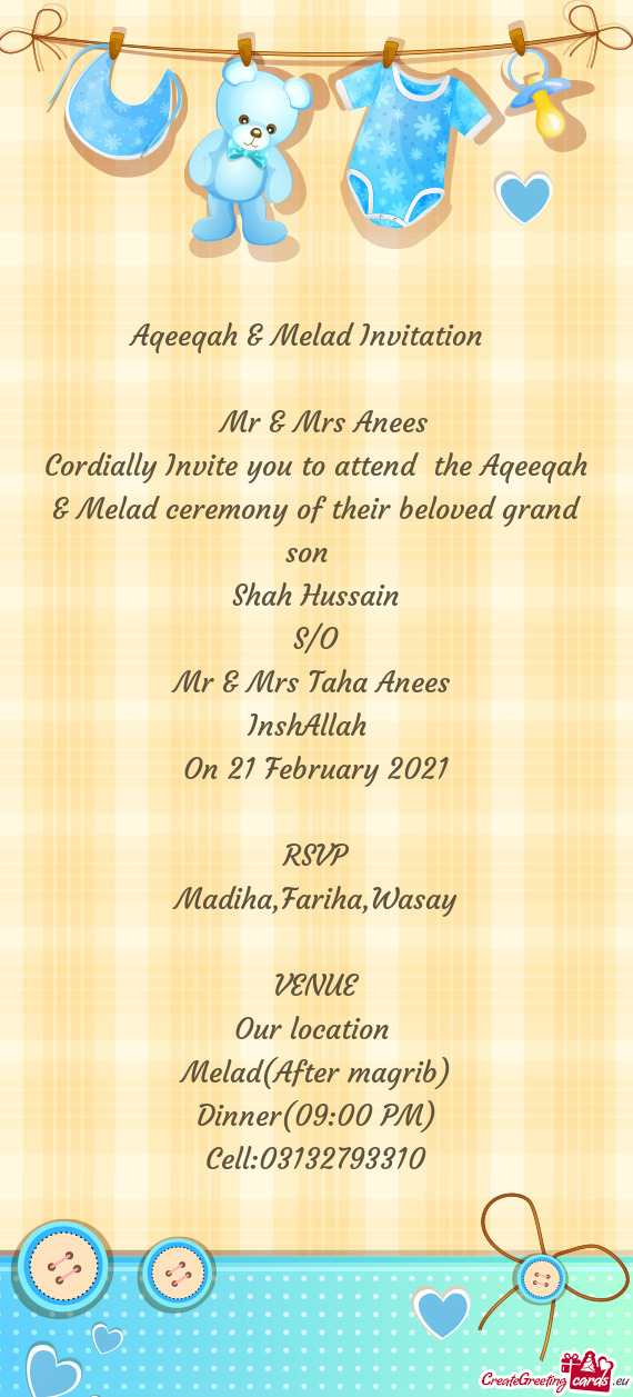 Aqeeqah & Melad Invitation