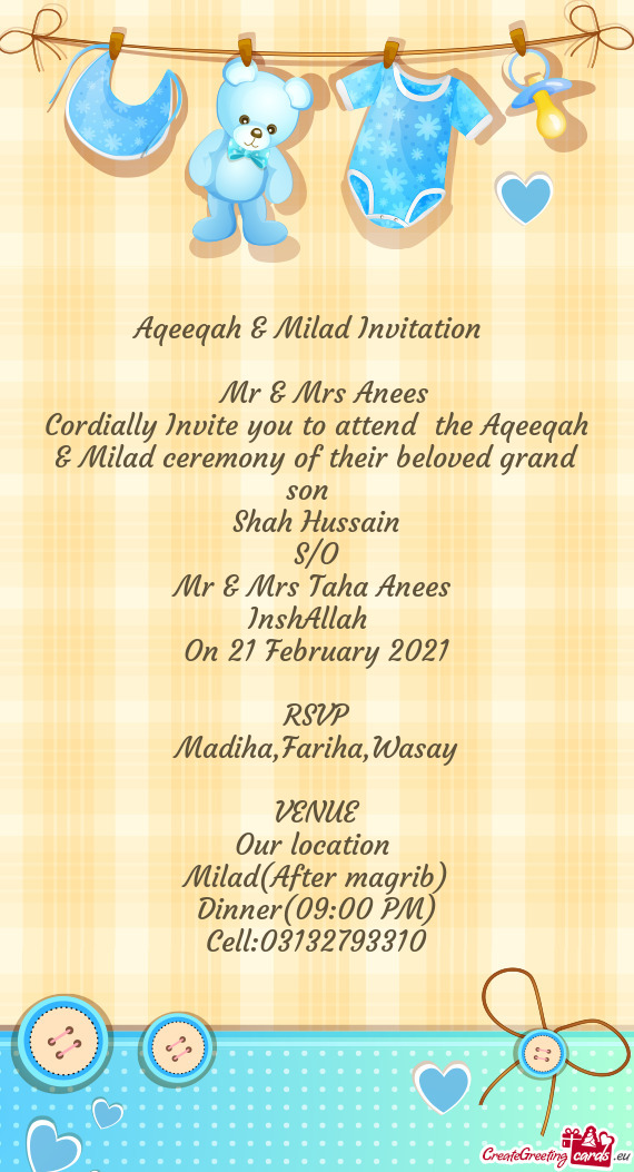Aqeeqah & Milad Invitation