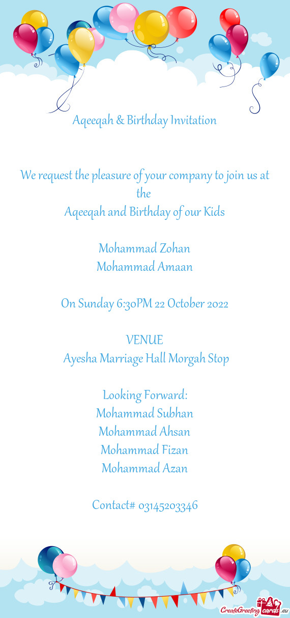 Aqeeqah and Birthday of our Kids