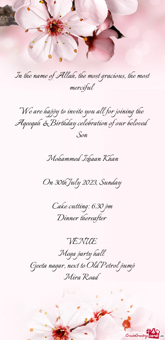 Aqeeqah & Birthday celebration of our beloved Son