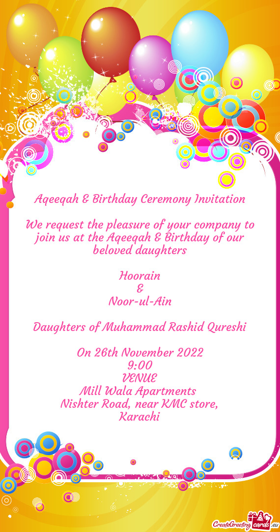 Aqeeqah & Birthday Ceremony Invitation