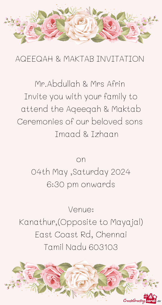 AQEEQAH & MAKTAB INVITATION